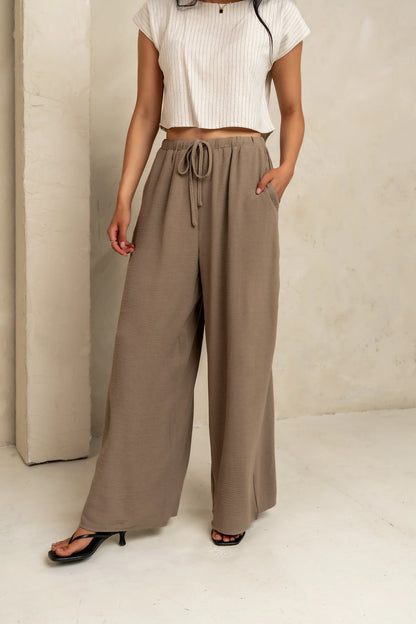 Salma Wide Leg Pants in Taupe