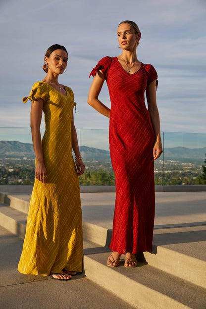 Kimmie Maxi Dress in Red Brown
