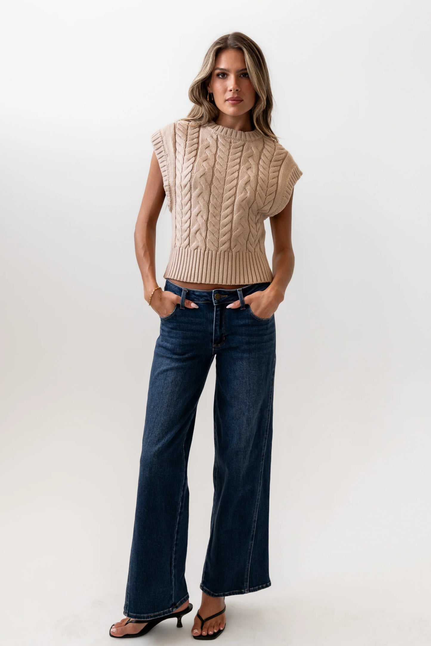 Lennie Cable Knit Top in Taupe FINAL SALE