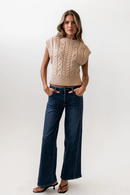 Lennie Cable Knit Top in Taupe FINAL SALE