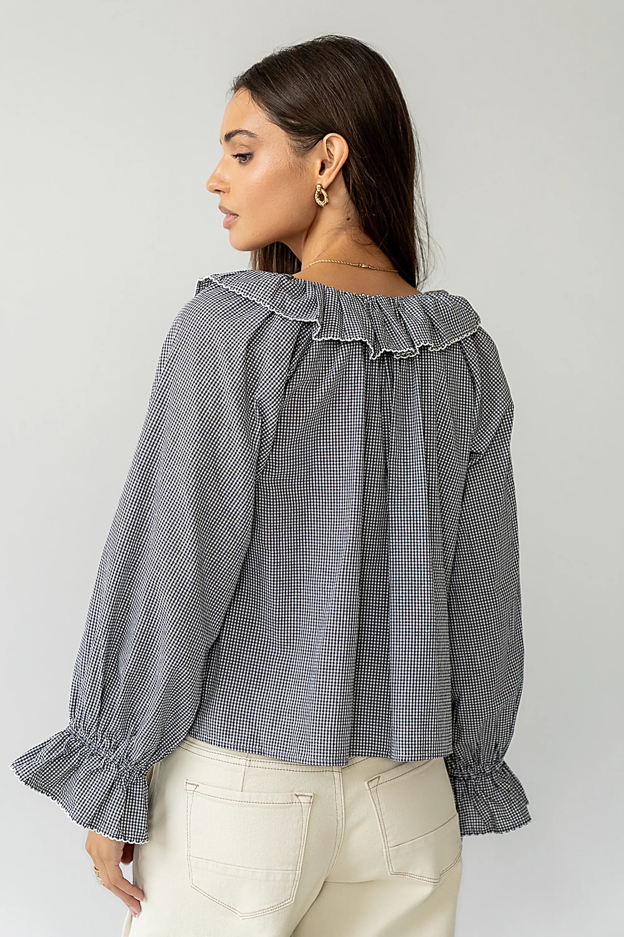 Ayla Gingham Blouse in Black