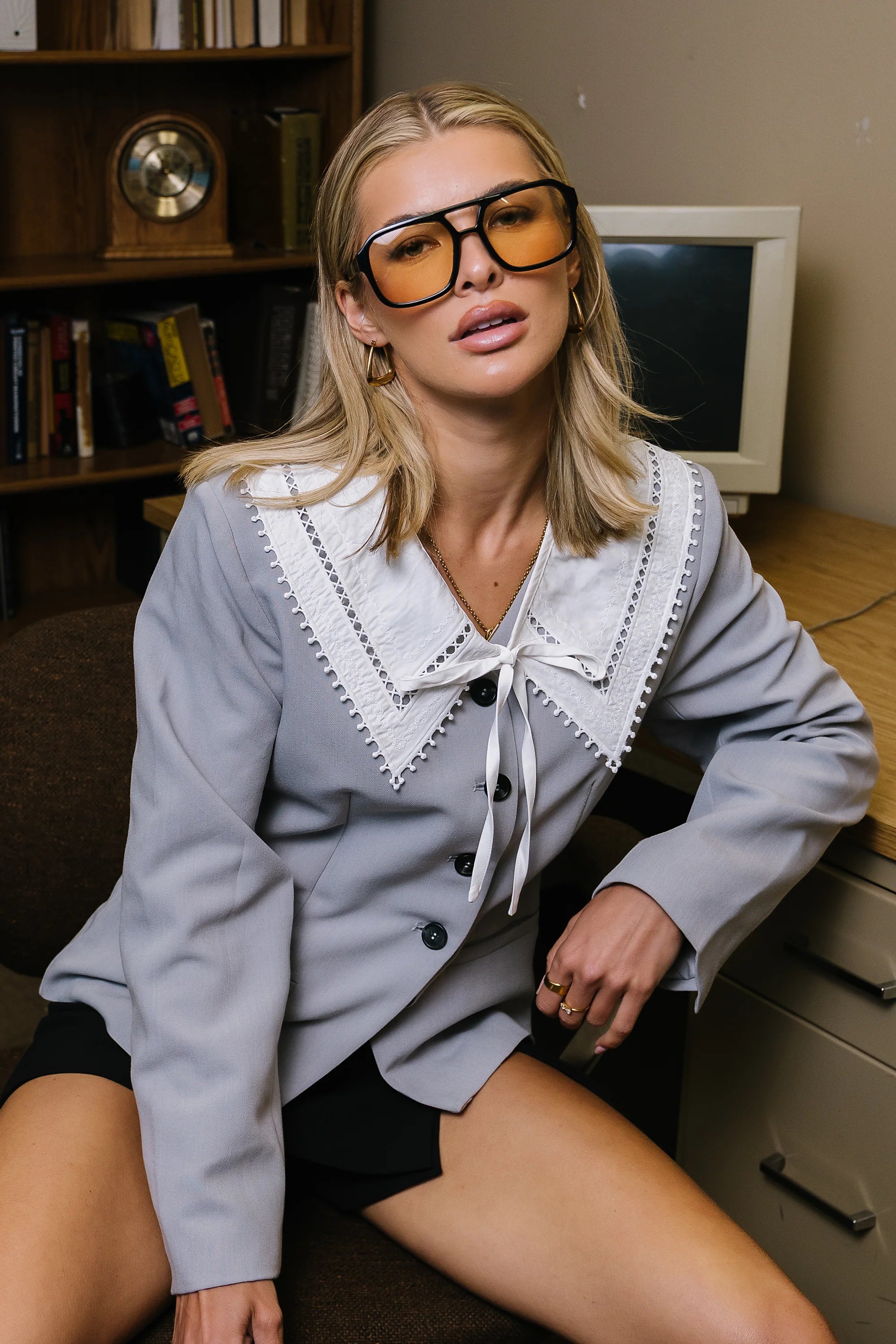 Kalani Collared Blazer in Grey