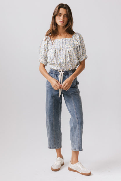 Tiffany Floral Blouse in Blue FINAL SALE