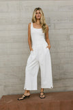 Elke Button Slacks in White FINAL SALE