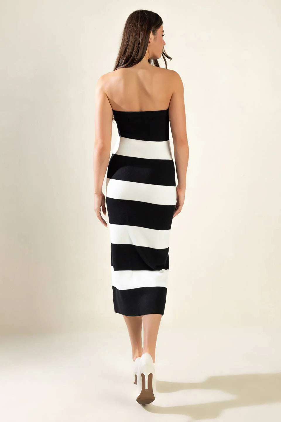 ROMANTIC AFTERNOON STRAPLESS KNIT DRESS