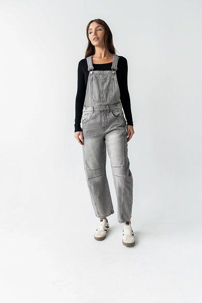 Tansy Denim Overalls in Grey