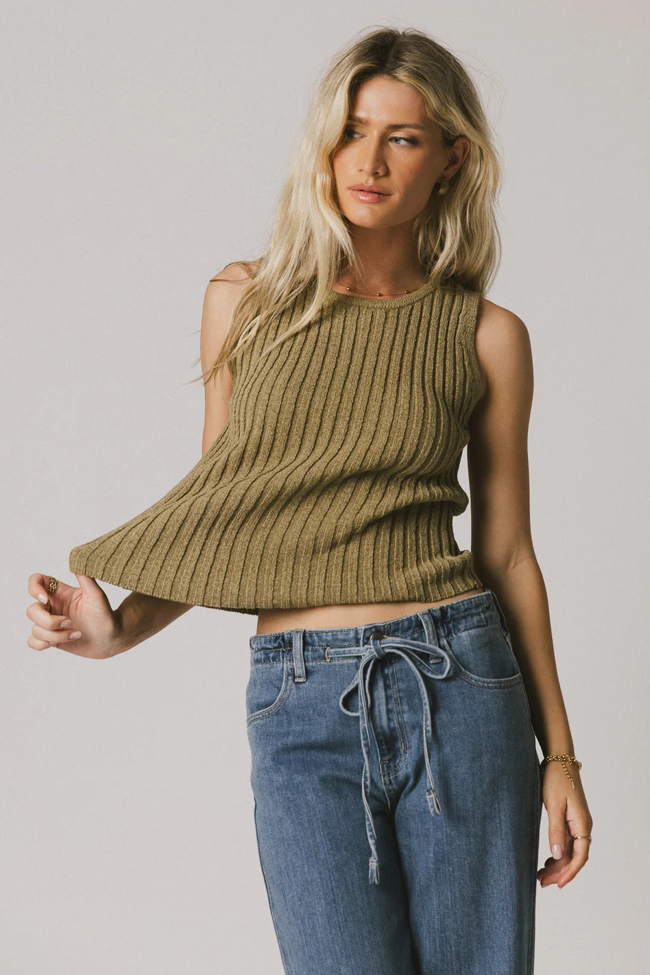 Riley Ribbed Top in Olive FINAL SALE