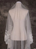 Vintage One Tier Lace Edge With Tulle Wedding Veil