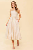 REGAL CUTIE BUBBLE HEM MIDI DRESS CREAM