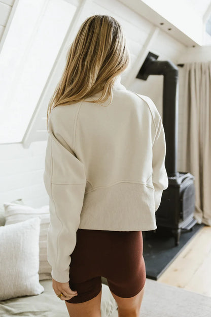 Alyssa Half Zip in Bone FINAL SALE