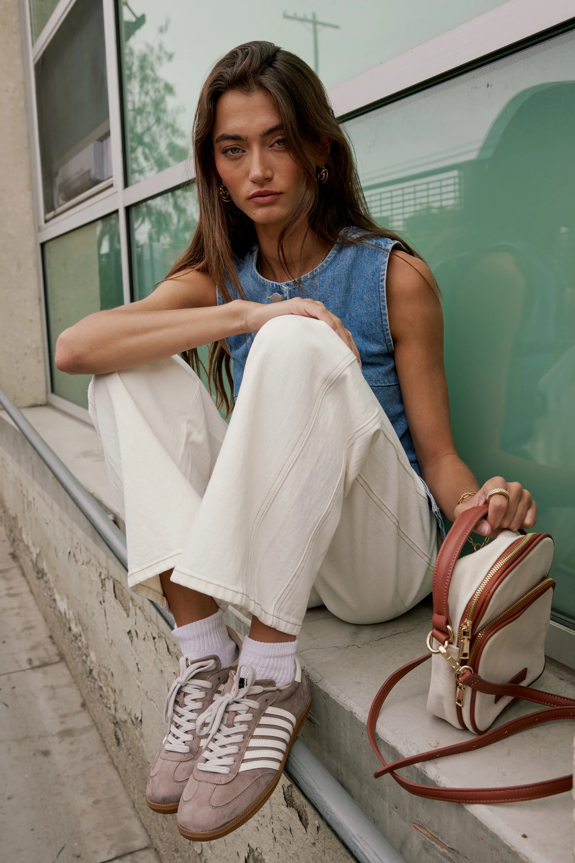 Eden Baggy Jeans in Ecru FINAL SALE