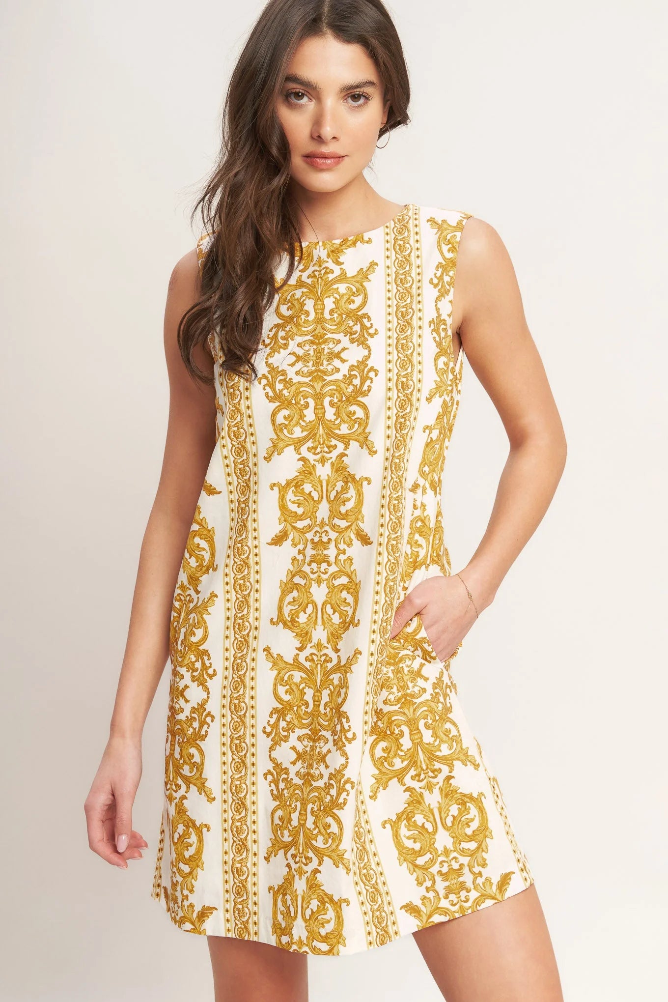 CITY GIRL WITH EDGE YELLOW MINI SHIFT DRESS