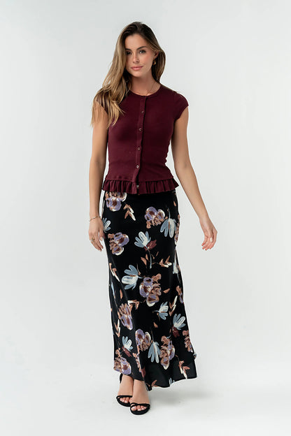 Misha Ruffle Top in Burgundy