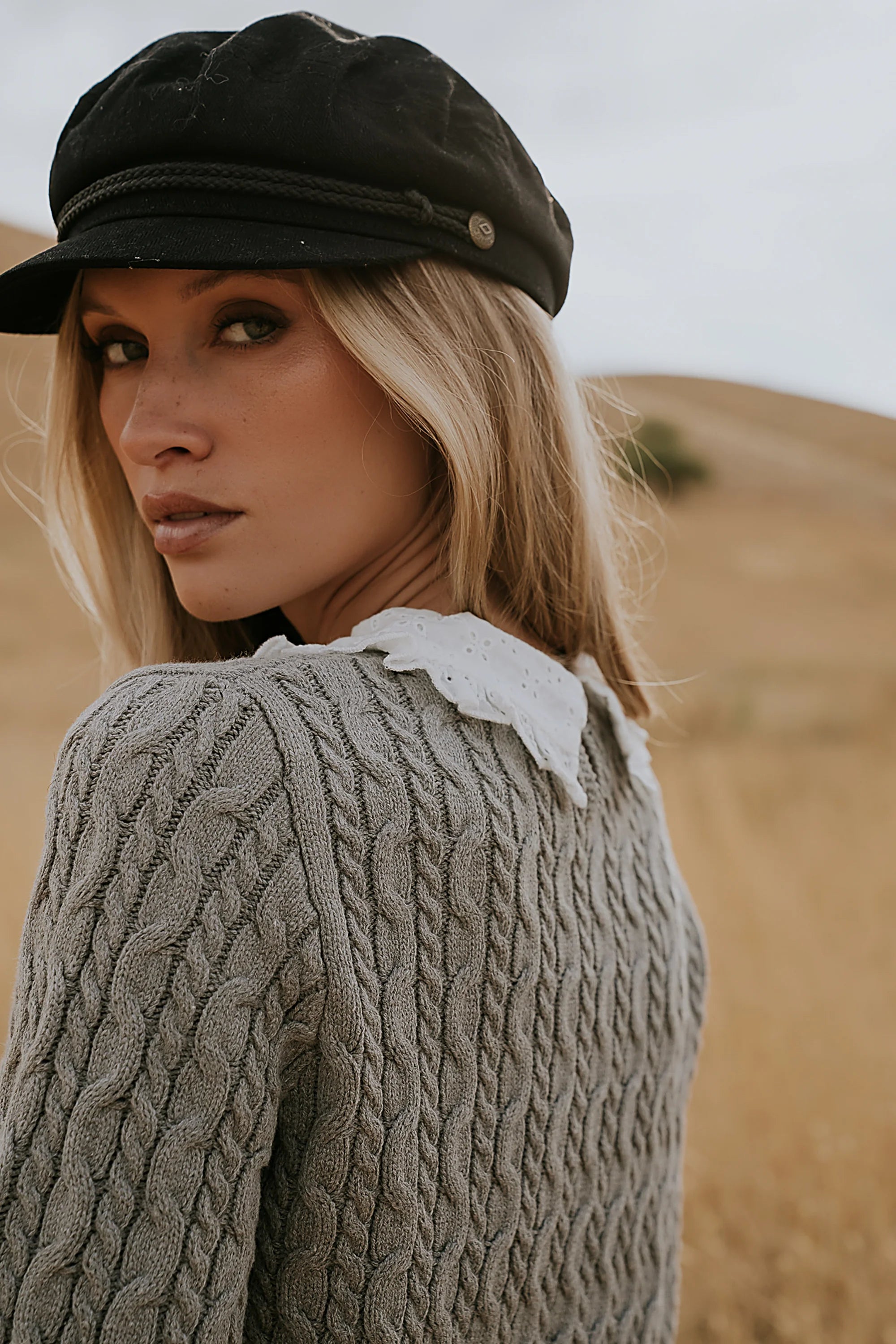 Hayley Collared Sweater in Grey FINAL SALE