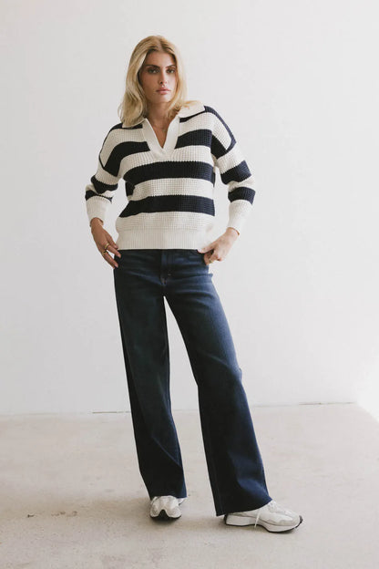 Ozzie Striped Sweater in Navy FINAL SALE