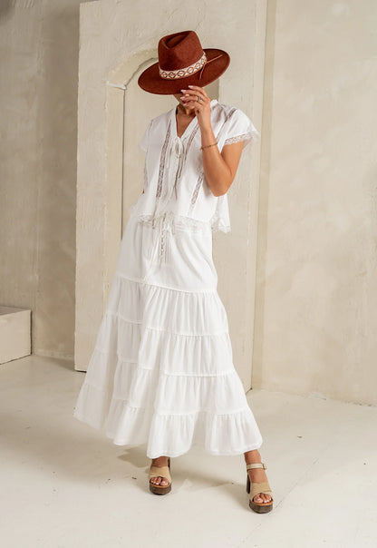 Mira Maxi Skirt in White FINAL SALE