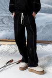 Malinda Mixed Media Baggy Pants in Black FINAL SALE