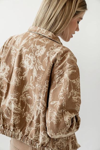 Kellie Floral Bomber Jacket in Camel FINAL SALE