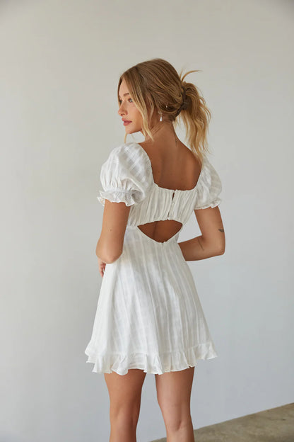 Clover Puff Sleeve Gingham Mini Dress
