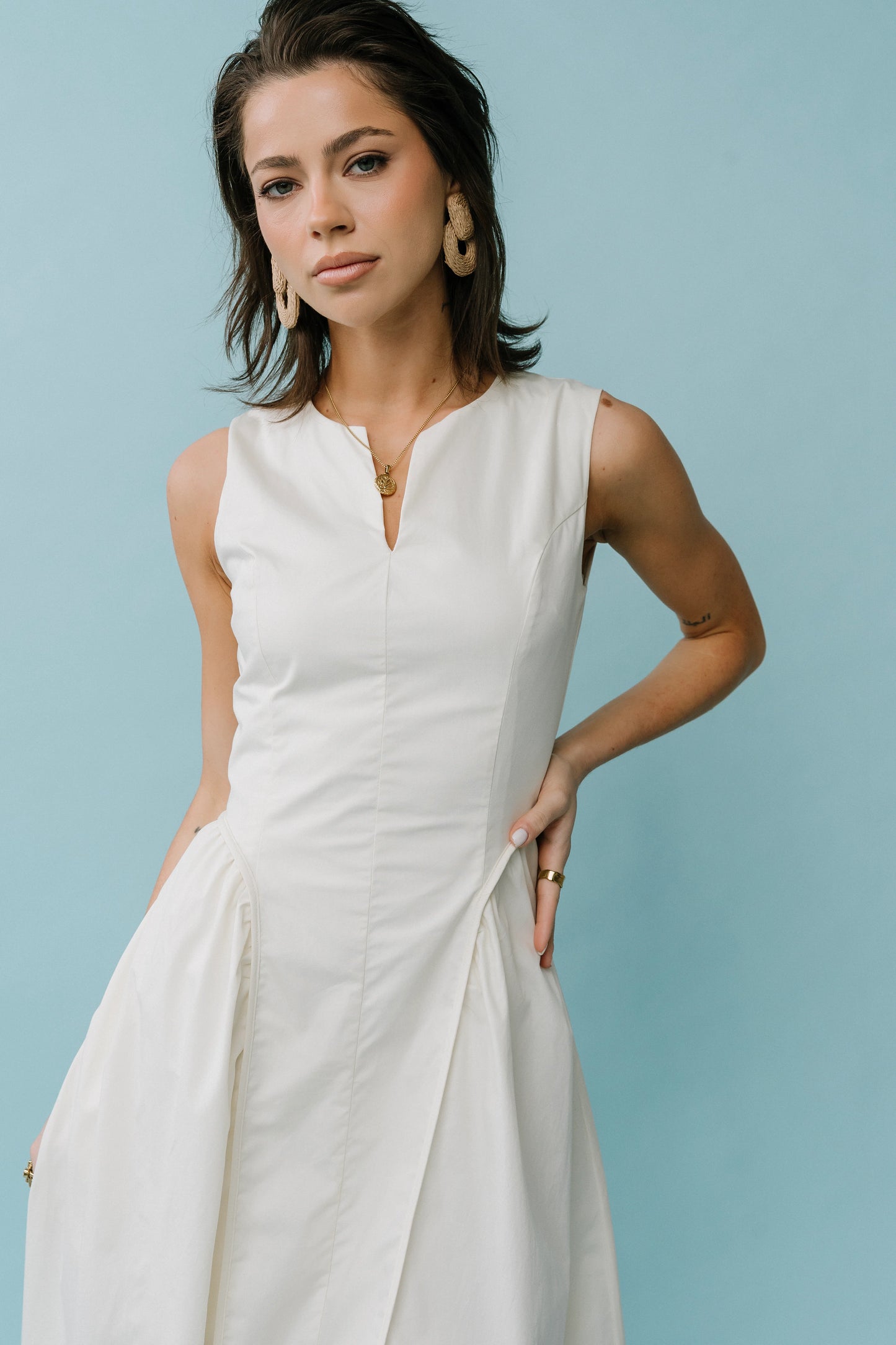 Jaynie Midi Dress in Cream