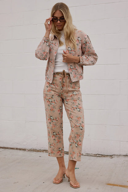 Kellie Floral Bomber Jacket in Vintage Ginger FINAL SALE