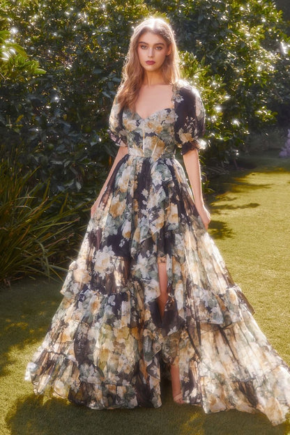 A1336 Corset Dress with Puff Sleeves Andrea Leo