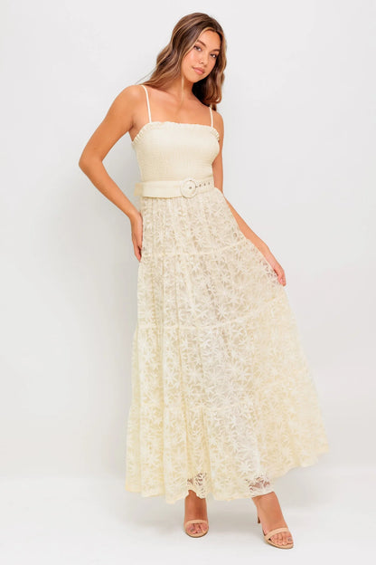 PARADISE AWAITS CREAM LACE ANKLE DRESS