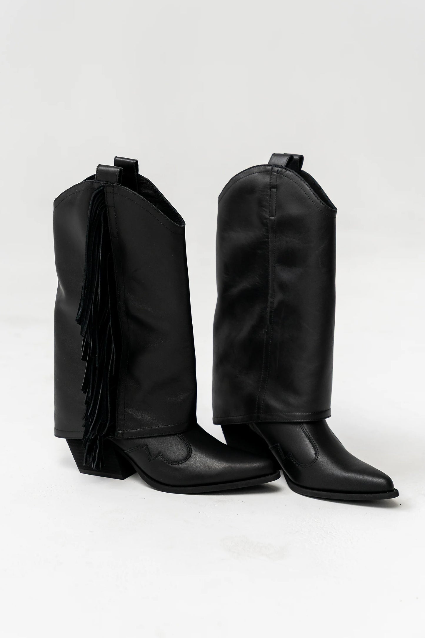 Deston Fringe Boots in Black