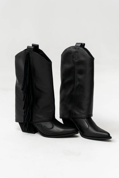 Deston Fringe Boots in Black