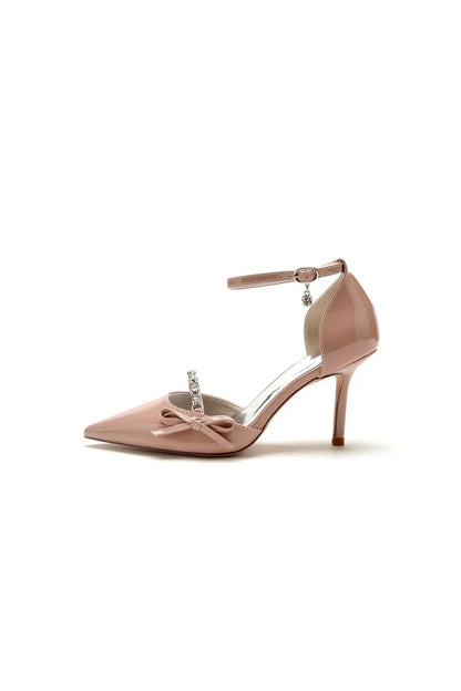 Patent Leather Wedding High Heels with Bow