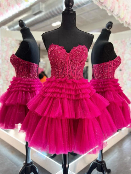 Ivy A Line Sweetheart Homecoming Dress with Ruffles