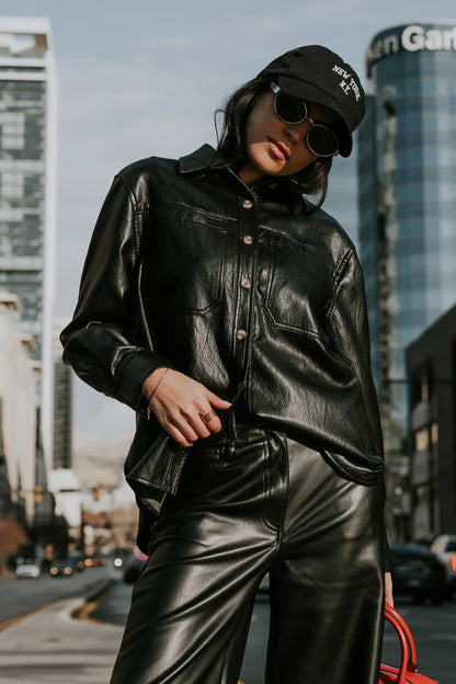 Bruno Vegan Leather Shacket FINAL SALE