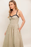 POLKA DOT PASSION MAXI DRESS TAUPE