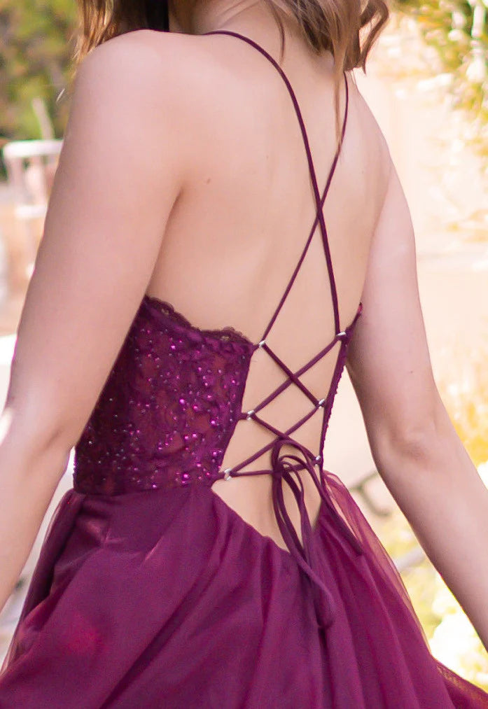 Dani Gown Mulberry Lace Tulle A line Dress