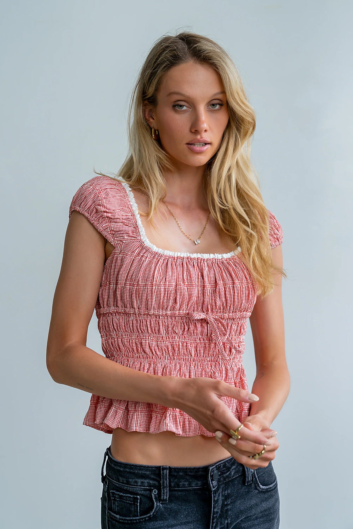 Naya Gingham Tank Top in Red
