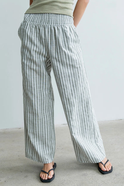 Indiana Striped Pants in Olive
