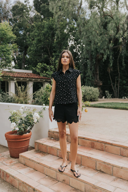 Marina Floral Button Up in Black