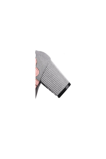 Stripe Polka Dots Buckled High Heel Shoes