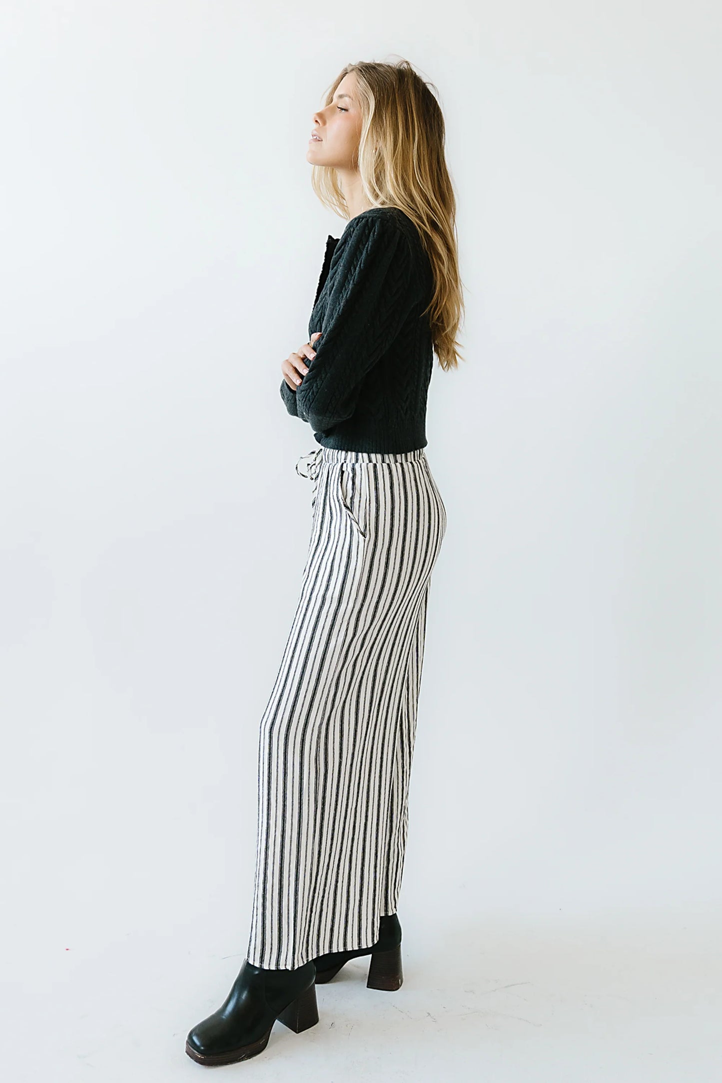 Lucy Striped Baggy Pants in Black