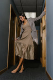 Lara Ribbed Midi Dress in Mocha