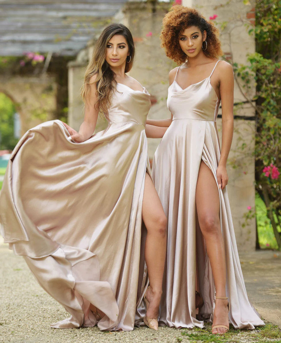 LOTTIE GOWN SATIN A LINE DRESS