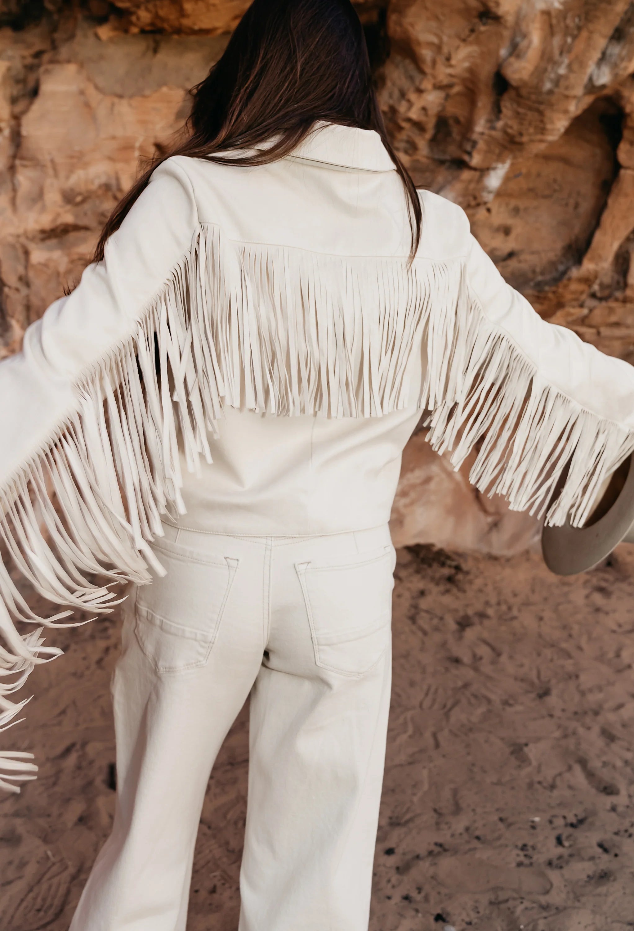 Bridget Fringe Jacket in Bone
