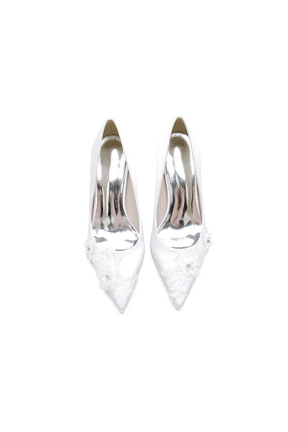 Pointed Toe Low Heels with Lace