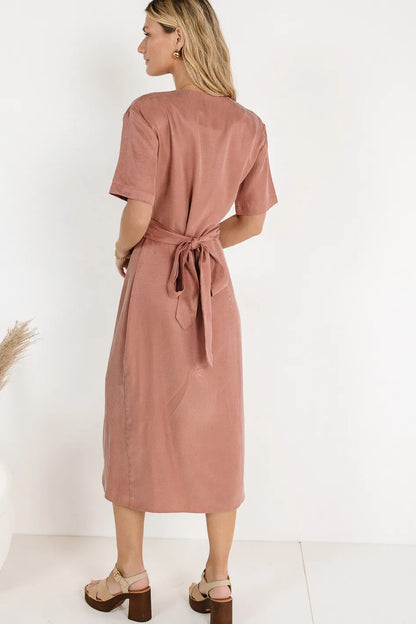 Bhar Midi Wrap Dress in Clay FINAL SALE
