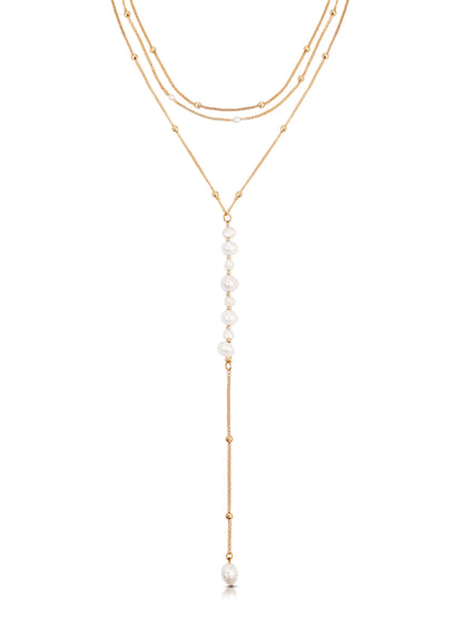 Coastal Pearl Lariat Necklace