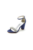 Crystal Embellished Open Toe Ankle Strap Pumps