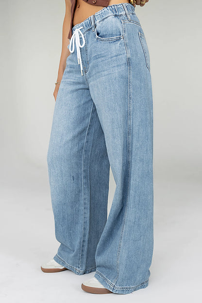 Eva Drawstring Wide Leg Jeans FINAL SALE