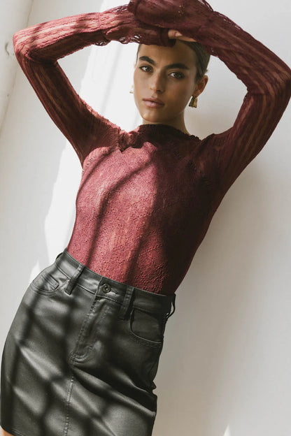 Linnea Lace Top in Burgundy FINAL SALE
