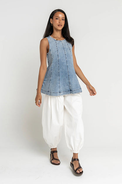 Savannah Denim Sleeveless Tunic Top