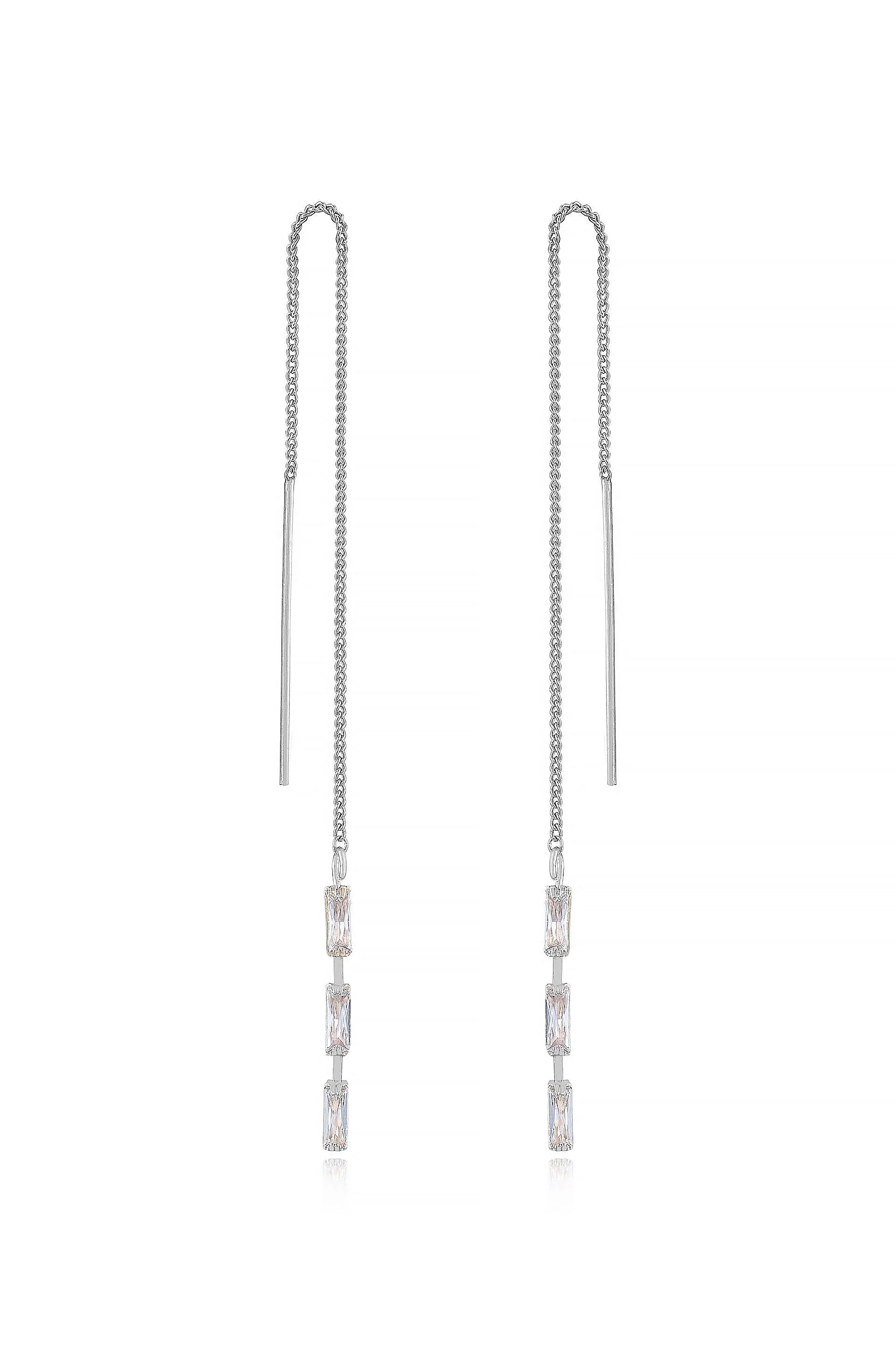 Crystal Baguette Threader Earrings